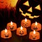 Halloween Pumpkin Lights Flameless Candles 6H Timer-(6Pcs,1.9"×1.6")